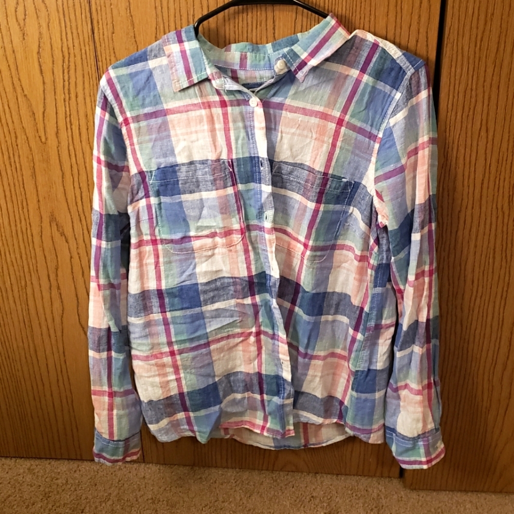 Sonoma Brightly Coloured Plaid Button Down, Medium